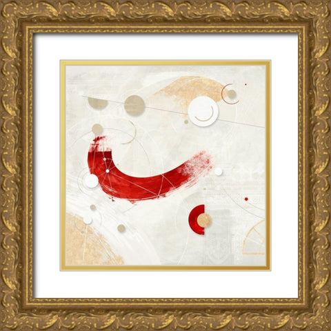 Galassia no 3 - Rosso Gold Ornate Wood Framed Art Print with Double Matting by Armenti, Arturo