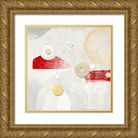 Galassia no 4 - Rosso Gold Ornate Wood Framed Art Print with Double Matting by Armenti, Arturo