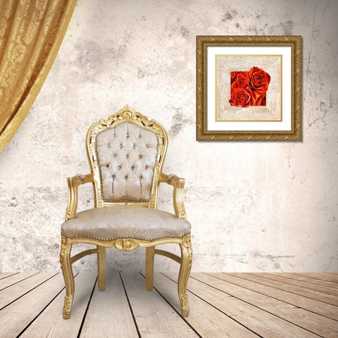 French Roses I Gold Ornate Wood Framed Art Print with Double Matting by Benson, Pierre