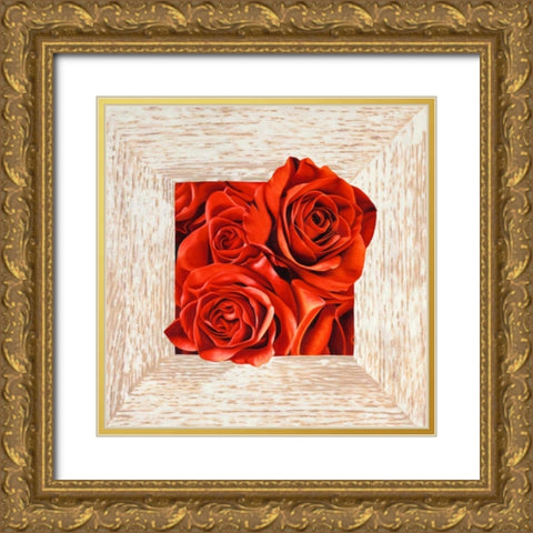 French Roses I Gold Ornate Wood Framed Art Print with Double Matting by Benson, Pierre