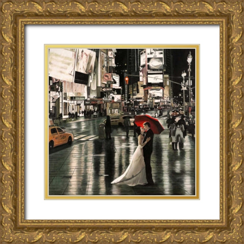Romance in New York Gold Ornate Wood Framed Art Print with Double Matting by Benson, Pierre