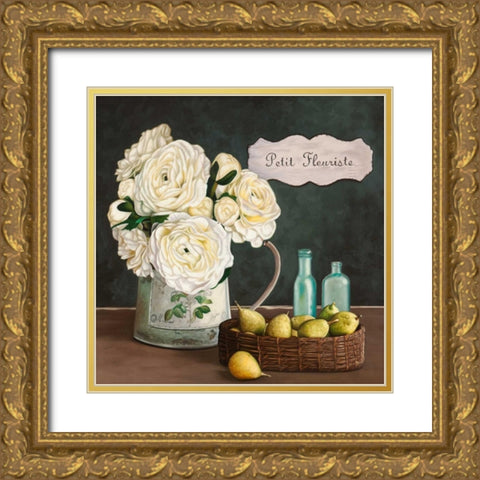 Petit Fleuriste II Gold Ornate Wood Framed Art Print with Double Matting by Benson, Pierre