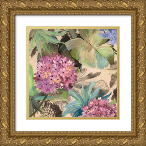 Pink Hydrangeas Gold Ornate Wood Framed Art Print with Double Matting by Grant, Eve C.