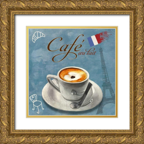 Cafe au lait Gold Ornate Wood Framed Art Print with Double Matting by Teller, Skip