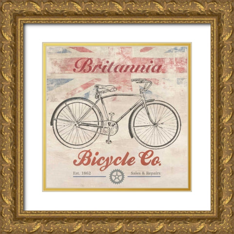 UK Bikes Gold Ornate Wood Framed Art Print with Double Matting by Teller, Skip