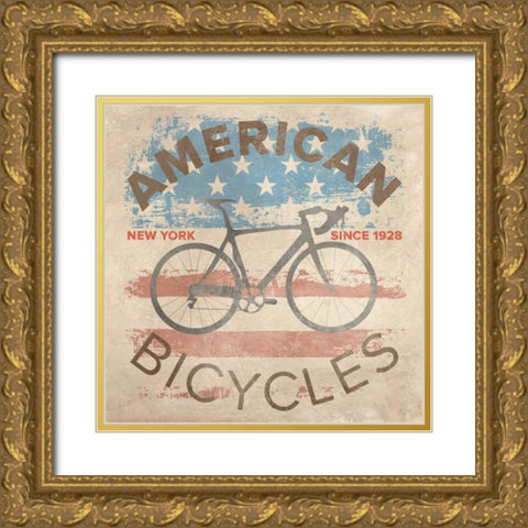 American Bikes Gold Ornate Wood Framed Art Print with Double Matting by Teller, Skip