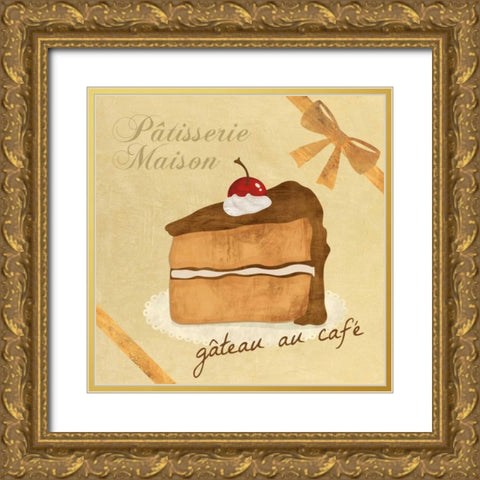 GÃ¢teau au cafe Gold Ornate Wood Framed Art Print with Double Matting by Teller, Skip