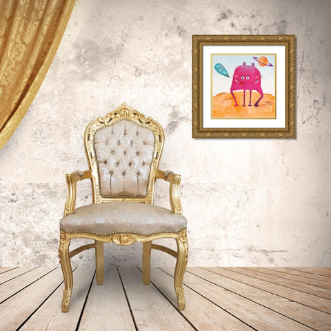 Alien Friend #2 Gold Ornate Wood Framed Art Print with Double Matting by Teller, Skip