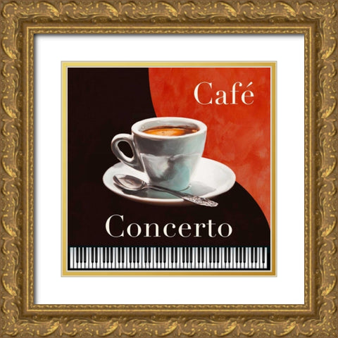 Cafe Concerto Gold Ornate Wood Framed Art Print with Double Matting by Teller, Skip