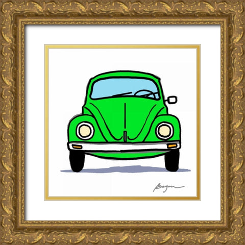 Green Bug Gold Ornate Wood Framed Art Print with Double Matting by Beyon, Carlos