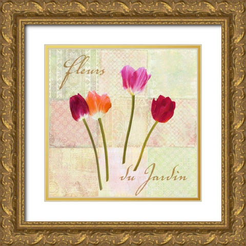 Fleurs du Jardin Gold Ornate Wood Framed Art Print with Double Matting by Dellal, Remy