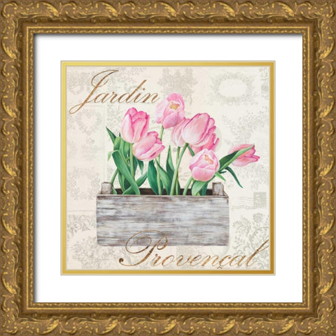 Jardin Provencal Gold Ornate Wood Framed Art Print with Double Matting by Dellal, Remy