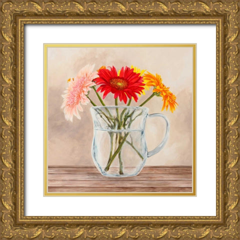 Fleurs et Vases Jaune I Gold Ornate Wood Framed Art Print with Double Matting by Dellal, Remy