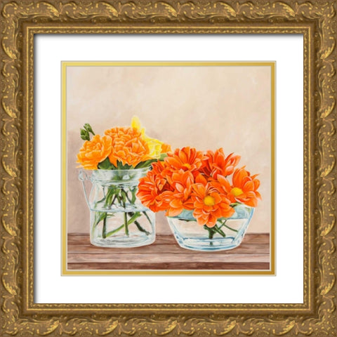 Fleurs et Vases Jaune II Gold Ornate Wood Framed Art Print with Double Matting by Dellal, Remy