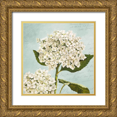 Hydrangeas II (Aqua) Gold Ornate Wood Framed Art Print with Double Matting by Remy, Dellal