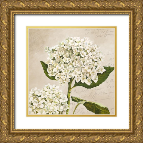 Hydrangeas II (Neutre) Gold Ornate Wood Framed Art Print with Double Matting by Remy, Dellal