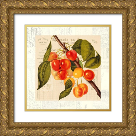 Cerises Gold Ornate Wood Framed Art Print with Double Matting by Dellal, Remy