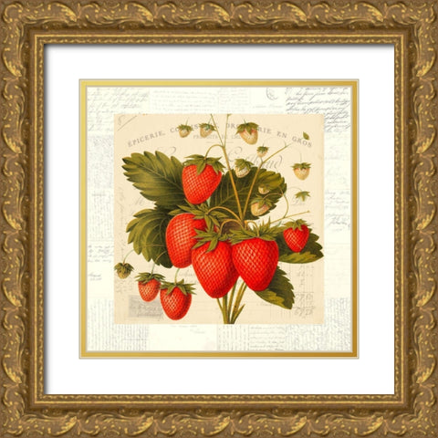 Fraises Gold Ornate Wood Framed Art Print with Double Matting by Dellal, Remy
