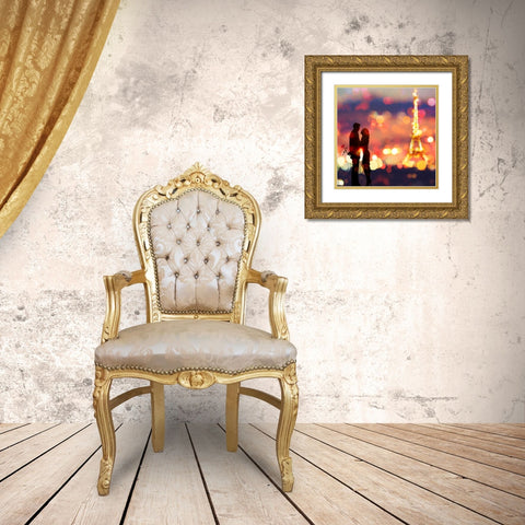 A Date in Paris (detail) Gold Ornate Wood Framed Art Print with Double Matting by Loumer, Dianne