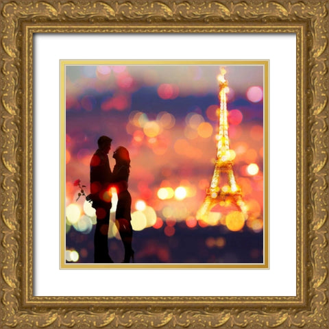 A Date in Paris (detail) Gold Ornate Wood Framed Art Print with Double Matting by Loumer, Dianne