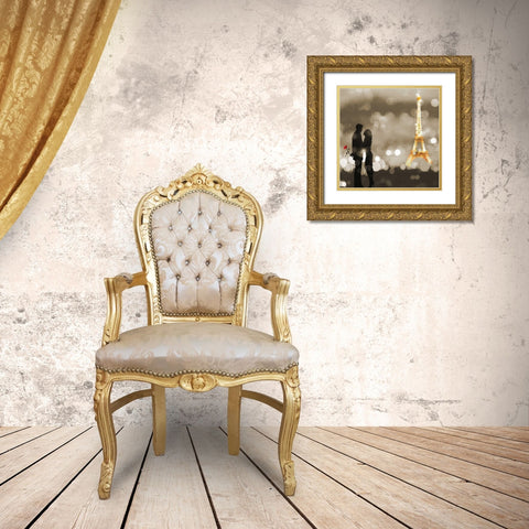 A Date in Paris (BW, detail) Gold Ornate Wood Framed Art Print with Double Matting by Loumer, Dianne