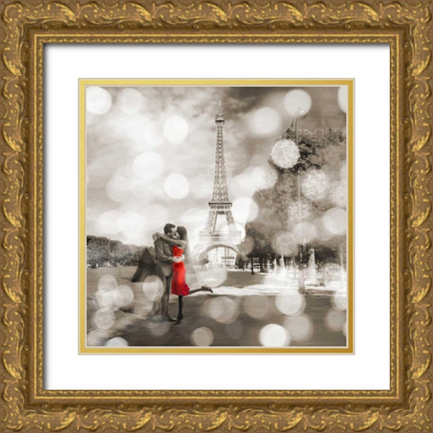 Boulevard of Trees  (detail, BW) Gold Ornate Wood Framed Art Print with Double Matting by Loumer, Dianne