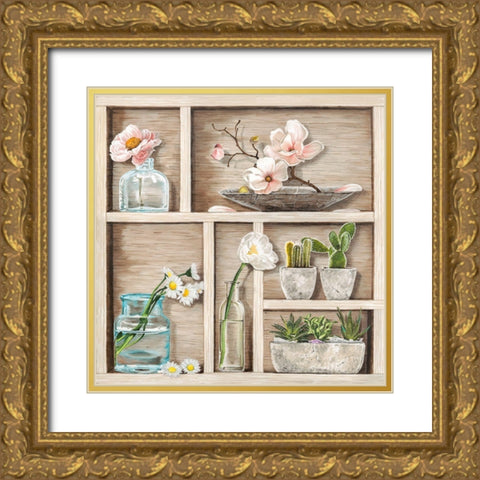 Fleurs et Memoires II Gold Ornate Wood Framed Art Print with Double Matting by Dolci, Elena