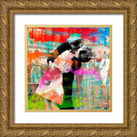 Kissing the War Goodbye 2.0- detail Gold Ornate Wood Framed Art Print with Double Matting by Chestier, Eric