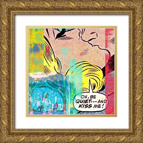 Be Quietâ€¦and Kiss Me! Gold Ornate Wood Framed Art Print with Double Matting by Chestier, Eric