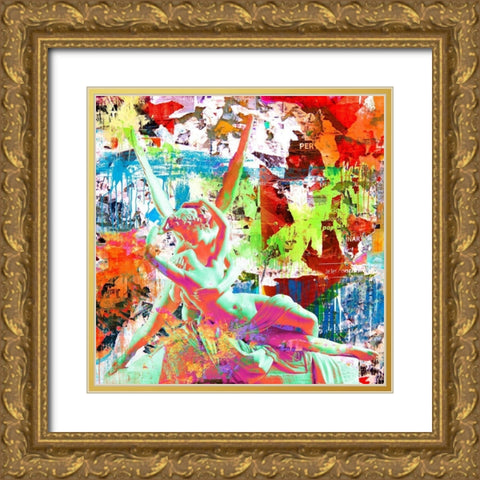 Cupid and Psyche (detail) Gold Ornate Wood Framed Art Print with Double Matting by Eric, Chestier