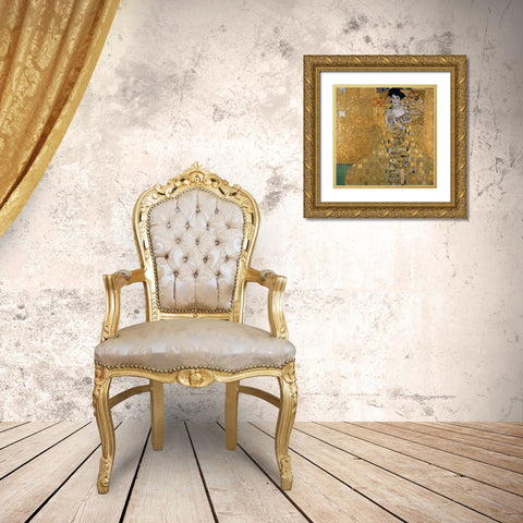 Portrait of Adele Bloch-Bauer Gold Ornate Wood Framed Art Print with Double Matting by Klimt, Gustav