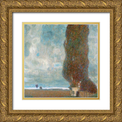 Big Poplars Gold Ornate Wood Framed Art Print with Double Matting by Klimt, Gustav