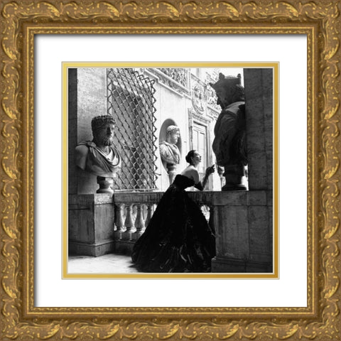 Evening Dress Roma 1952 Gold Ornate Wood Framed Art Print with Double Matting by Naylor, Genevieve