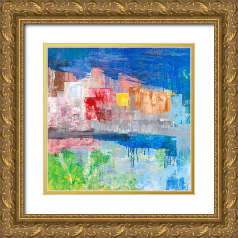 Villaggio sul lago Gold Ornate Wood Framed Art Print with Double Matting by Corrado, Italo