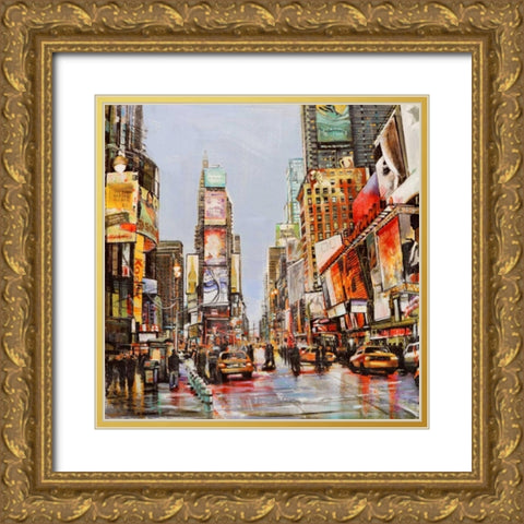 Times Square Jam Gold Ornate Wood Framed Art Print with Double Matting by Mannarini, John B.