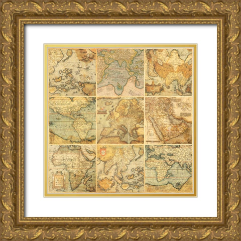 Around the World I Gold Ornate Wood Framed Art Print with Double Matting by Joannoo