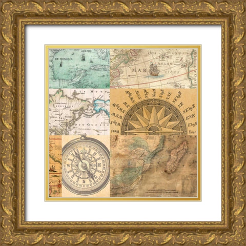 Cahiers de voyage III Gold Ornate Wood Framed Art Print with Double Matting by Joannoo