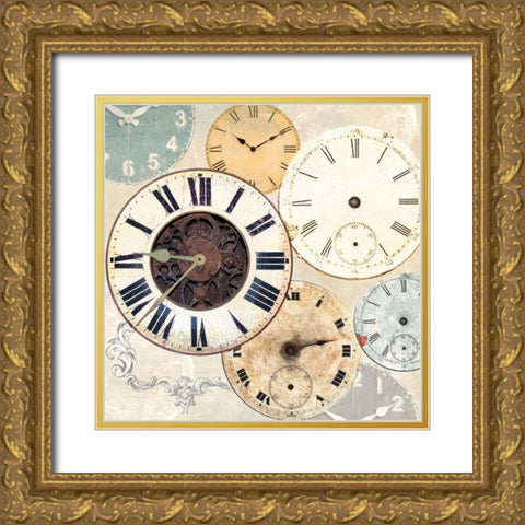 Timepieces I Gold Ornate Wood Framed Art Print with Double Matting by Joannoo