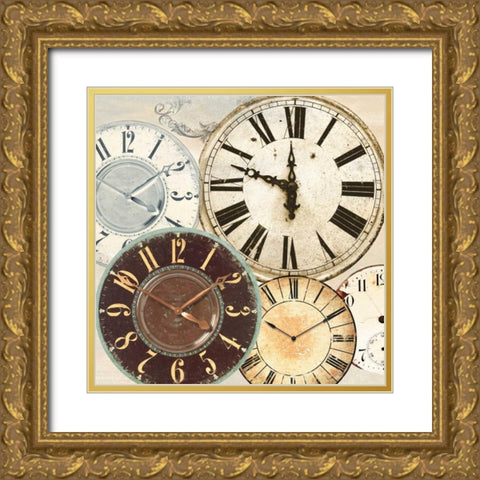Timepieces II Gold Ornate Wood Framed Art Print with Double Matting by Joannoo