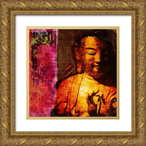 Gold Dream (detail) Gold Ornate Wood Framed Art Print with Double Matting by Joannoo