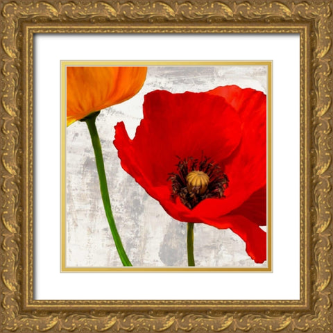 Summer Poppies I Gold Ornate Wood Framed Art Print with Double Matting by Thomlinson, Jenny