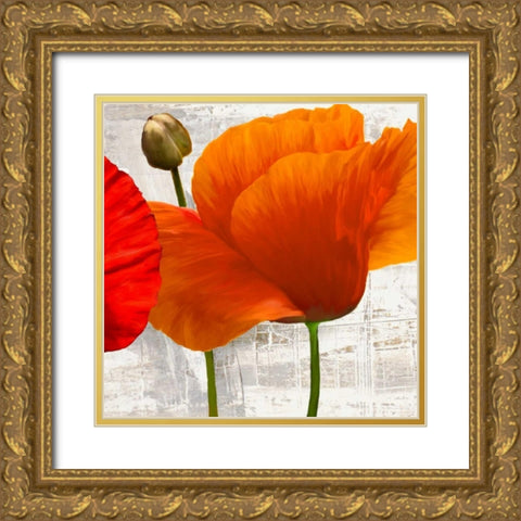 Summer Poppies II Gold Ornate Wood Framed Art Print with Double Matting by Thomlinson, Jenny