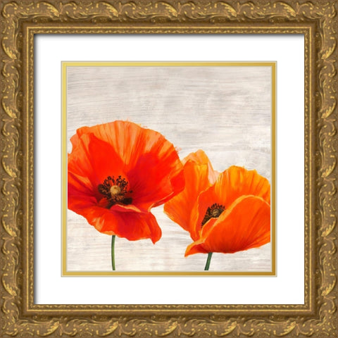 Bright Poppies I Gold Ornate Wood Framed Art Print with Double Matting by Jenny, Thomlinson