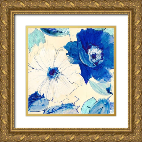 Toile Fleurs I Gold Ornate Wood Framed Art Print with Double Matting by Kelly, Parr