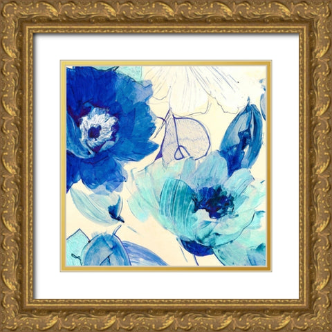 Toile Fleurs II Gold Ornate Wood Framed Art Print with Double Matting by Kelly, Parr