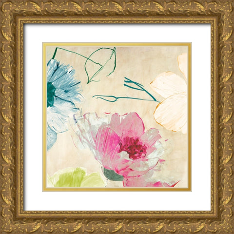Colorful Floral Composition I (detail) Gold Ornate Wood Framed Art Print with Double Matting by Parr, Kelly