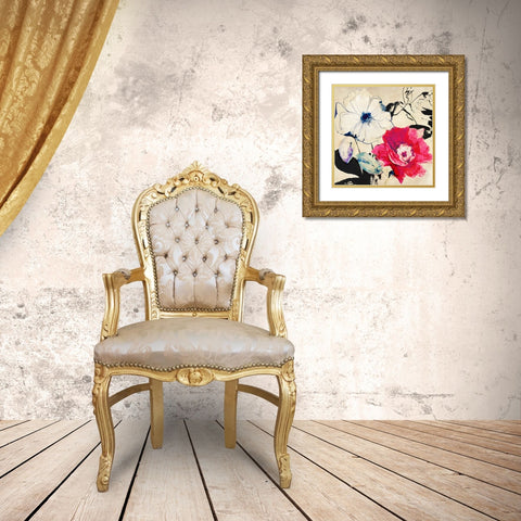 Colorful Floral Composition II (detail) Gold Ornate Wood Framed Art Print with Double Matting by Parr, Kelly