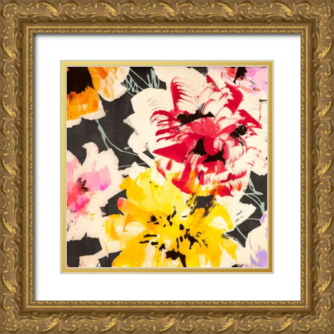 Neon Flowers II (detail) Gold Ornate Wood Framed Art Print with Double Matting by Parr, Kelly