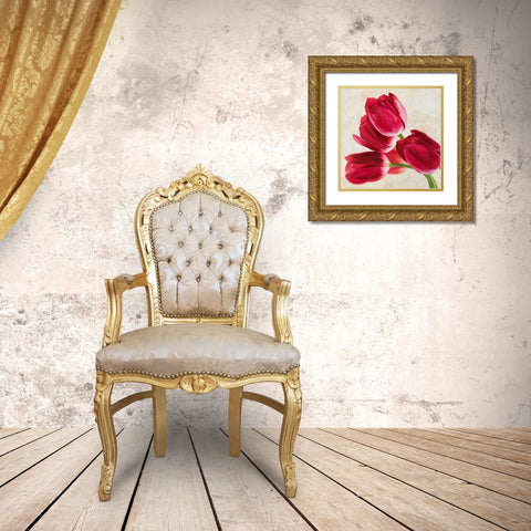Tulip concerto Gold Ornate Wood Framed Art Print with Double Matting by Villa, Luca