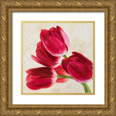 Tulip concerto Gold Ornate Wood Framed Art Print with Double Matting by Villa, Luca